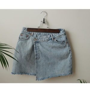 TOPSHOP Denim Wrap Mini Skirt